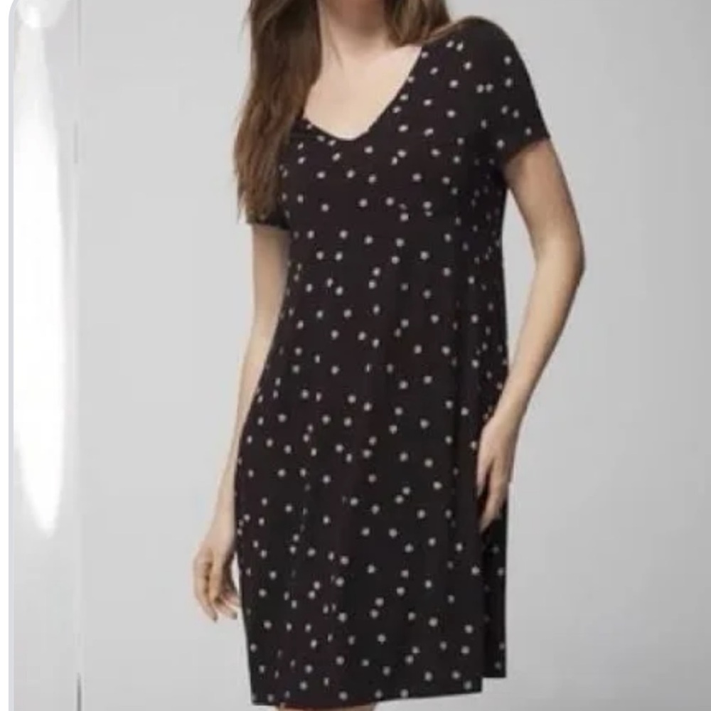 SOMA Cool Nights Black Sleep Shirt with White Dots